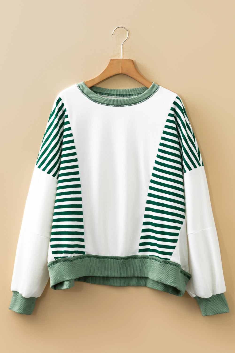 Stripe Colorblock Patchwork Contrast Stitch Sweatshirt