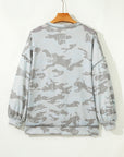 Camo Reverse Seam Drop Shoulder Sweatshirt