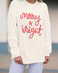 Christmas Stripe Merry & Bright Long Sleeve Sweater
