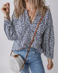 Floral V-Neck Puff Sleeve Blouse