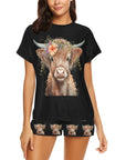 Highland Calf Women's Western Top and Short Pajama Set