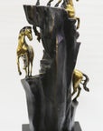 Hand Made Limited Edition four Galloping Horses Mustangs Bronze Sculpture Figure