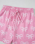 Valentine Bow Waffle Knit T-Shirt and Shorts Set