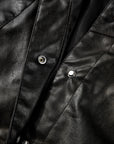 Faux Leather Button-Front Boxy Jacket