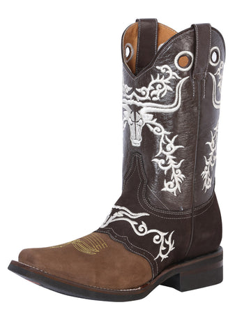 El General Rodeo Boot - Crazy Brown/Dark Brown with Embroidery 34311