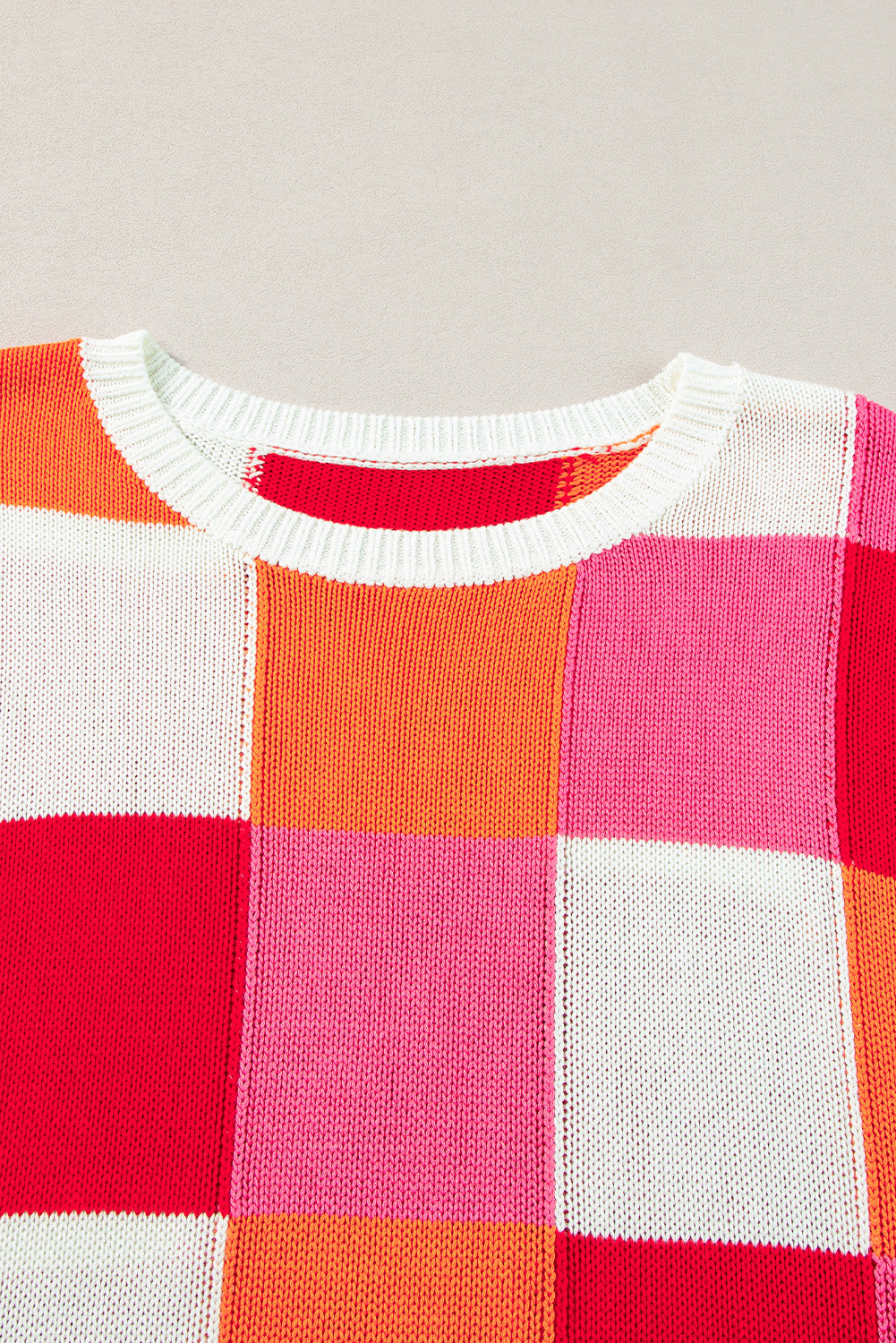 Colorblock Checker Cap Sleeve Sweater