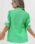 Celina Floral Ric Rac Edge Sleeve Blouse