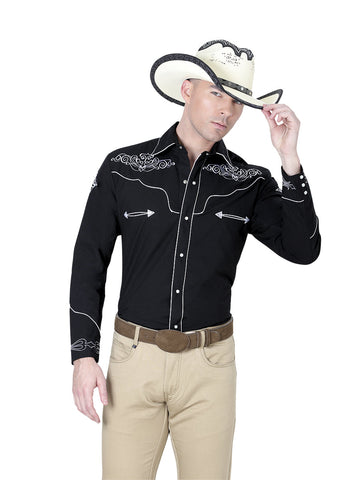 El General Embroidery Western Shirt Black/White 40983