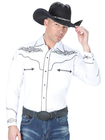 El General Embroidery Western Shirt White/Black 40984