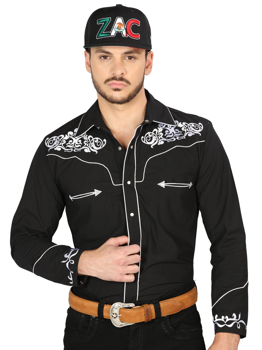 El General Embroidery Western Shirt Black/White 40987