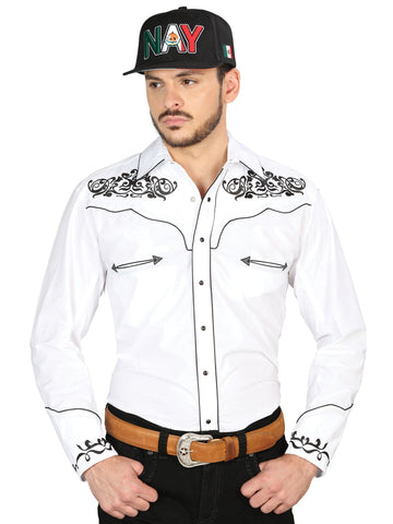 El General Embroidery Western Shirt White/Black 40988