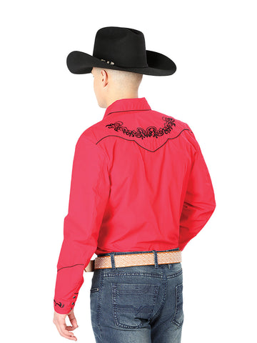 El General Embroidery Western Shirt Red/Black 40989