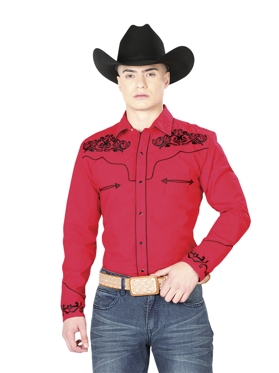 El General Embroidery Western Shirt Red/Black 40989