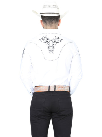 El General Embroidery Western Shirt White/Black 40991