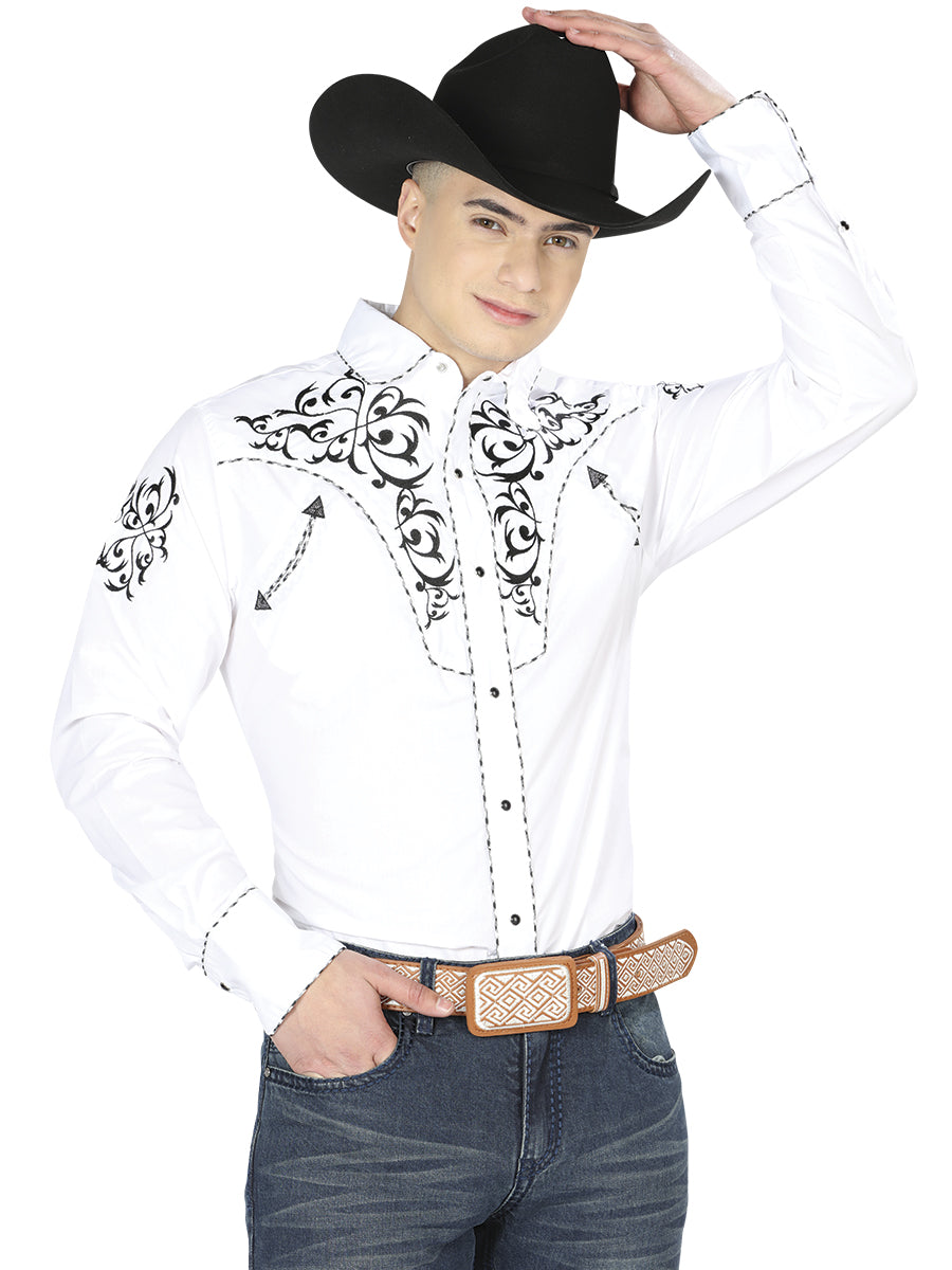 El General Embroidery Western Shirt White/Black 40991