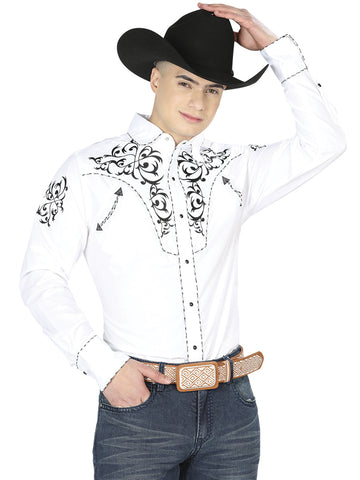 El General Embroidery Western Shirt White/Black 40991