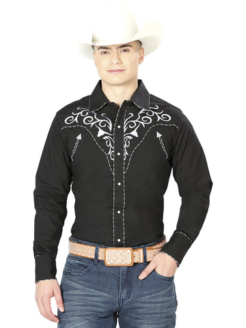 El General Embroidery Western Shirt Black/White 41003