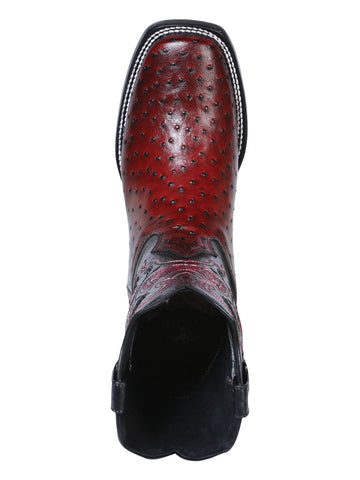 El General Rodeo Boot - Printed Avestruz Burgundy 41901