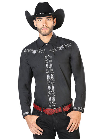 El General Embroidery Western Shirt Black/White 42937