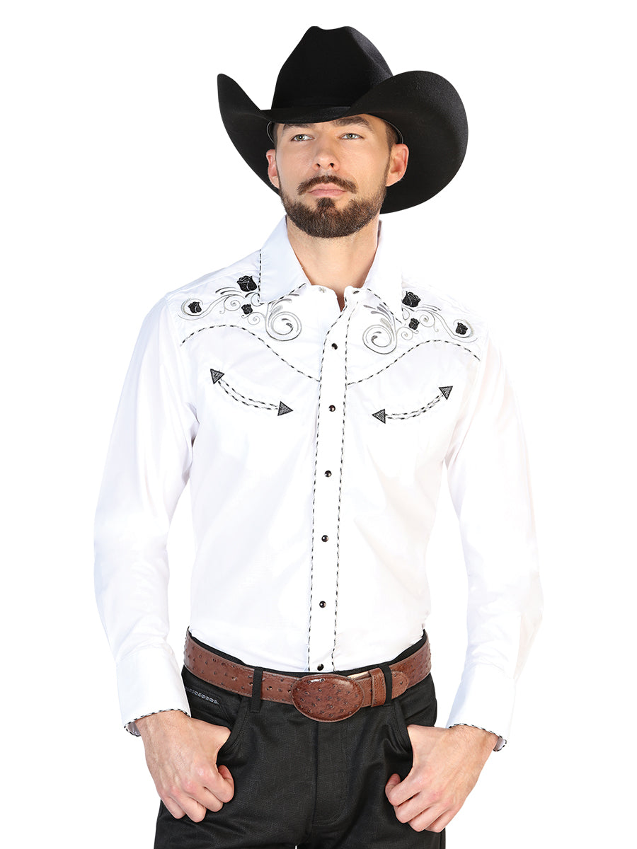 El General Embroidery Western Shirt White/Black 42941