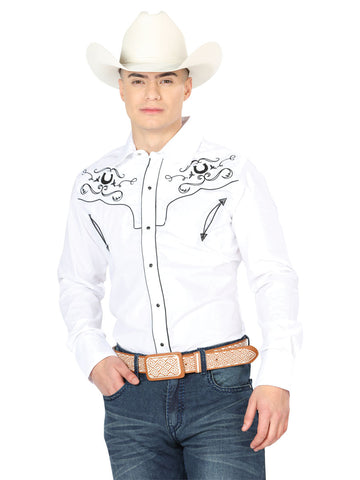 El General Embroidery Western Shirt White/Black 42946