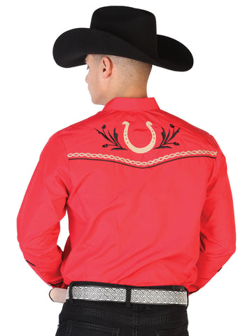 El General Embroidery Western Shirt Red/Black 43294