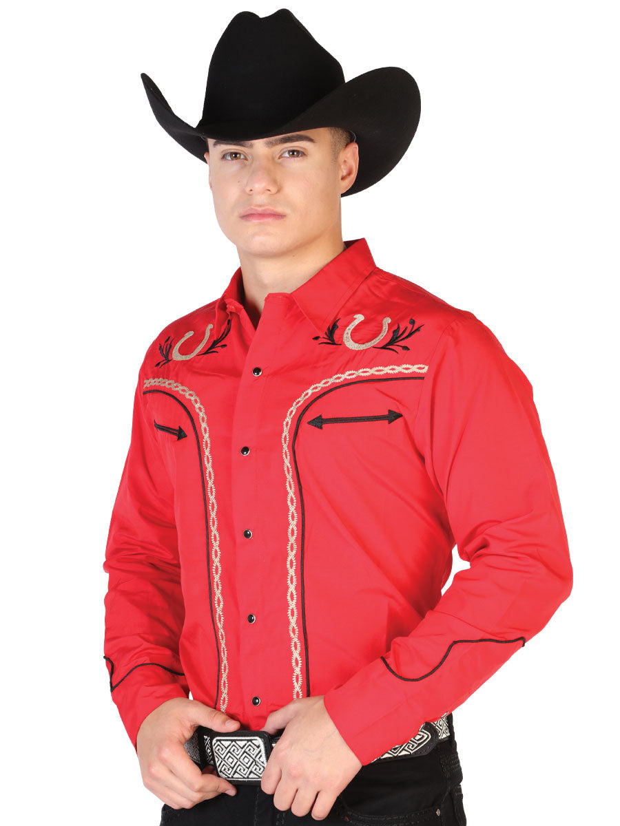 El General Embroidery Western Shirt Red/Black 43294