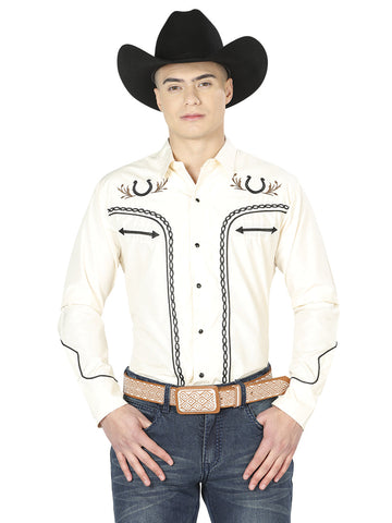 El General Embroidery Western Shirt Beige/Black 43295