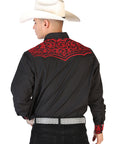 El Señor de los Cielos Embroidery Shirt Black/Red 43301