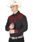 El Señor de los Cielos Embroidery Shirt Black/Red 43301