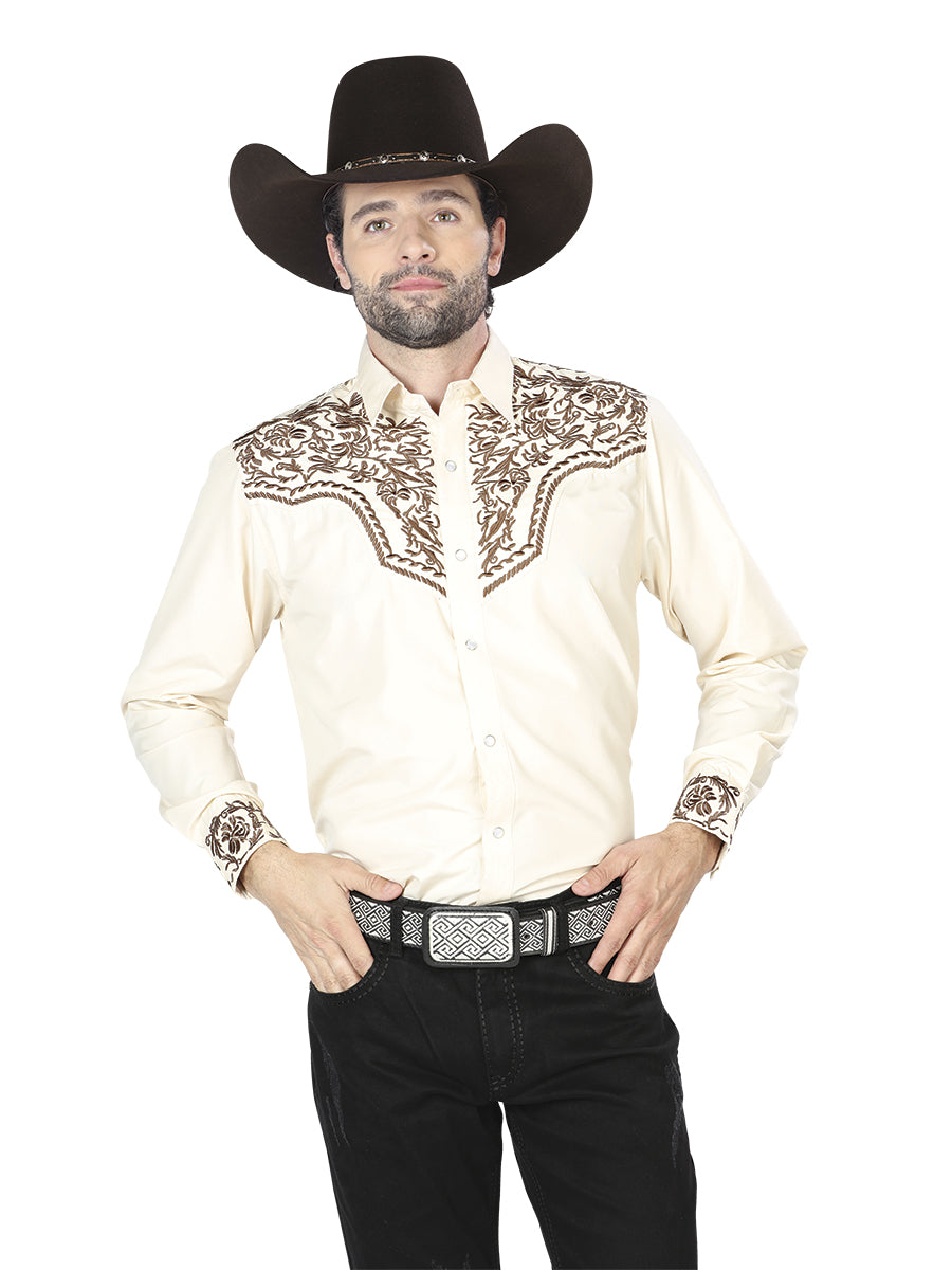 El General Embroidery Western Shirt Beige/Gold 43303