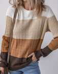 Madison Colorblock Cable Knit Sweater