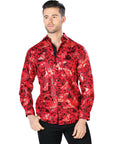 Red And Gold Casual Long Sleeve Shirt 44031