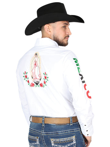 El General Embroidery Western Shirt White/Roses 44294