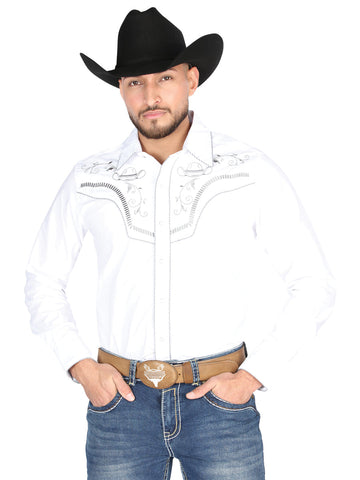 El General Embroidery Western Shirt White/Black 44298