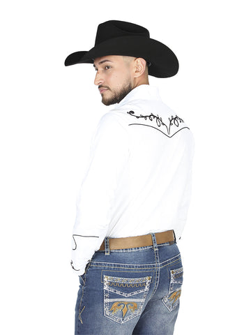 El General Embroidery Western Shirt White/Black 44300