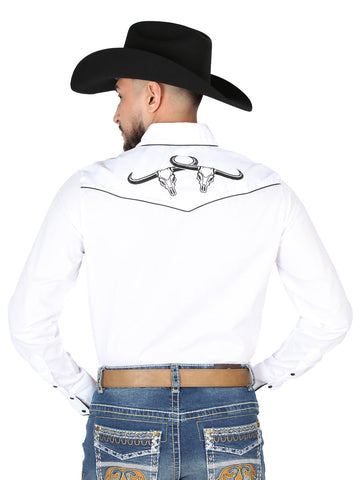 El General Embroidery Western Shirt White/Black 44302