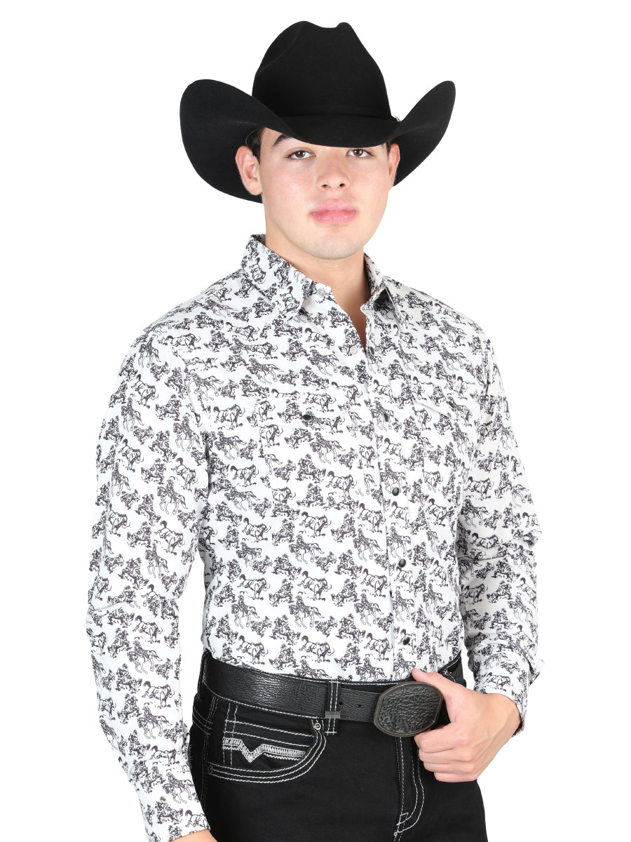 El General Western Shirt - White/Gray 44325