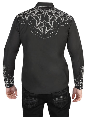 El Señor De Los Cielos Embroidery Shirt Black/White 44340