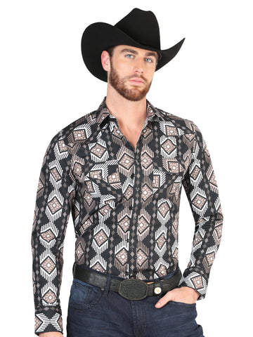 Casual Long-Sleeve Shirt by El General Black 44402