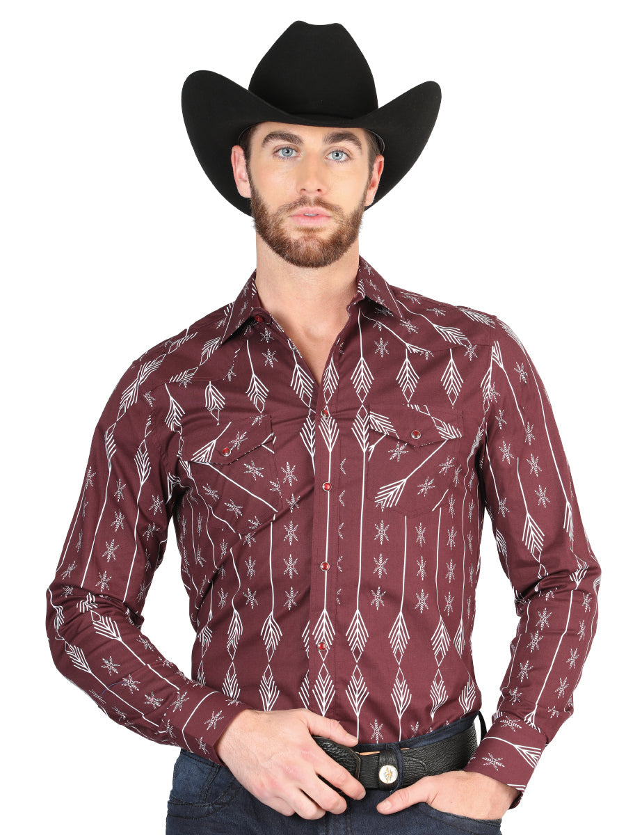 Casual Long-Sleeve Shirt El General Burgundy 44435