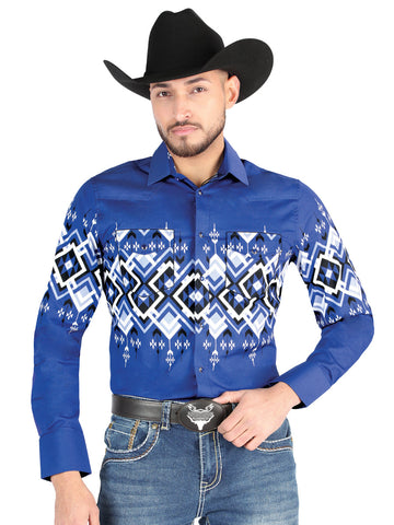 El General - Casual Long Sleeve Shirt - Blue 44449