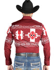El General - Casual Long Sleeve Shirt - Burgundy 44484