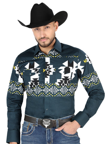 El General - Casual Long Sleeve Shirt - Teal 44486