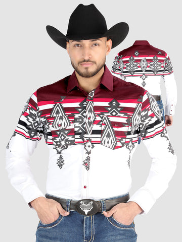 El General - Casual Long Sleeve Shirt - Burgundy 44497