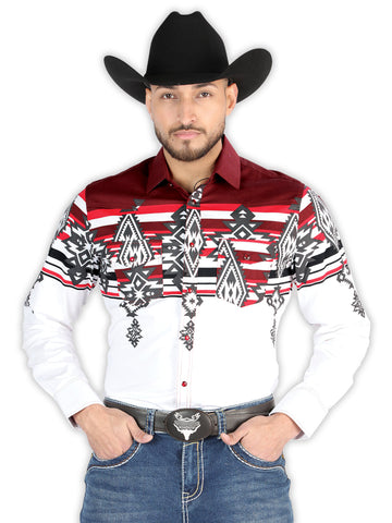 El General - Casual Long Sleeve Shirt - Burgundy 44497