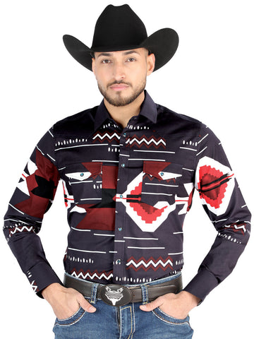 El General - Casual Long Sleeve Shirt - Burgundy 44498