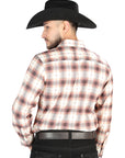 El General - Casual Long Sleeve Shirt - Orange/Beige 44699