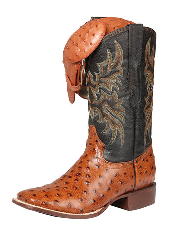 El General Rodeo - Printed Ostric leather boots - Cogñac 44936