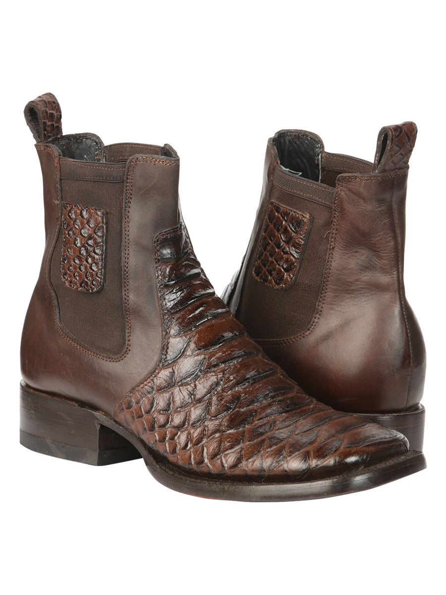 El General Men’s Python Imitation Brown Ankle Boots 45094